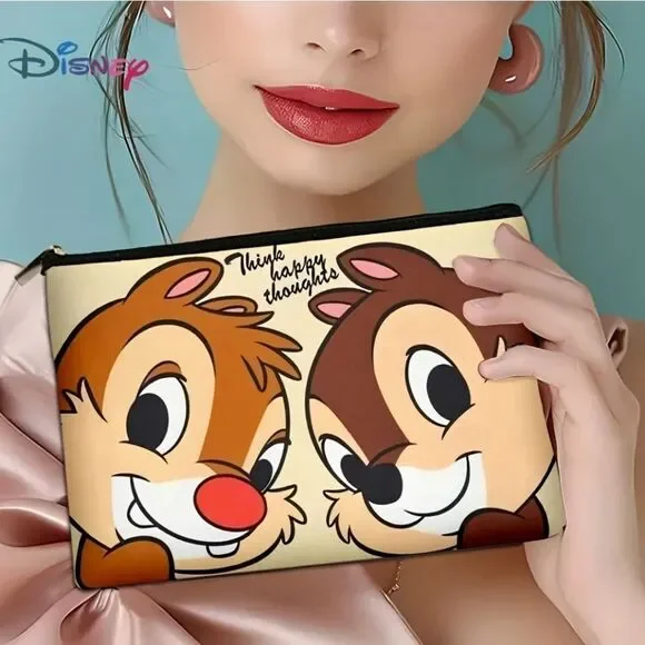 Disney Chip N Dale Canvas Zippered Makeup Cosmetic Pouch - Picture 2 of 6
